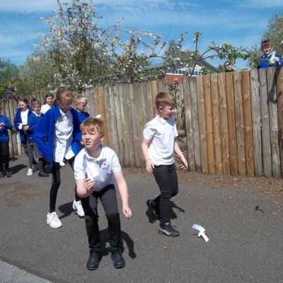Year 5 had fun making helicopters to learn about air resistance.